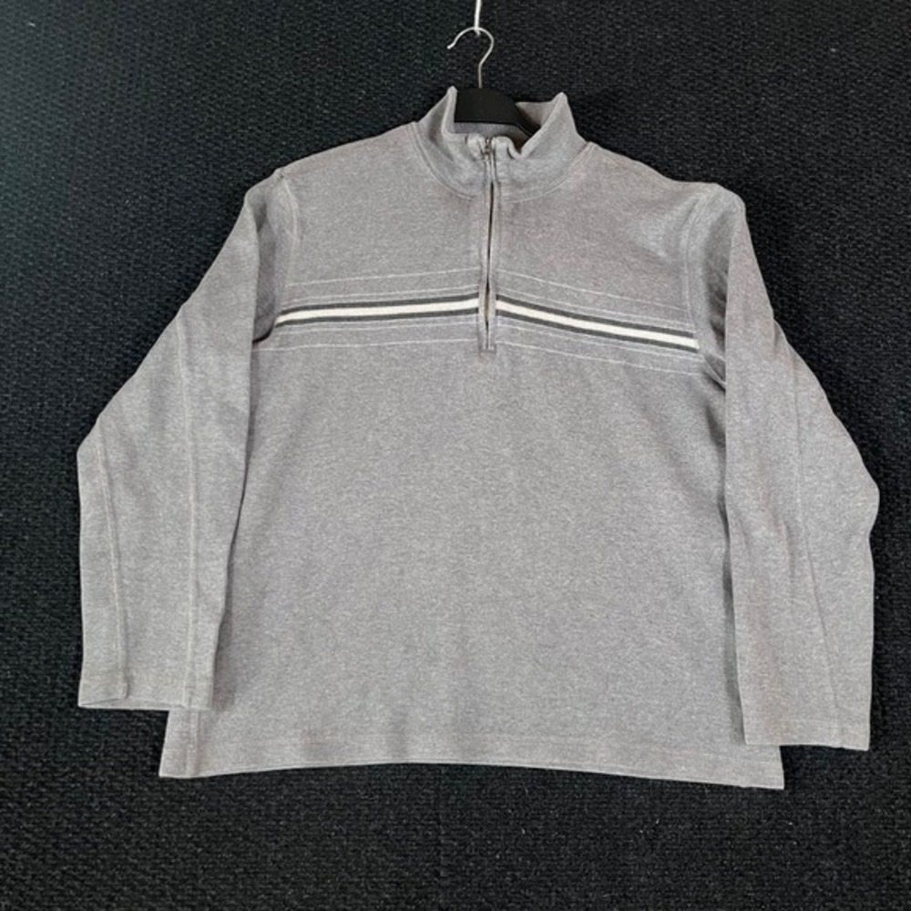 Banana Republic Mens Gray Quarter Zip Pullover Sweater Size L 100% Cotton
